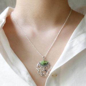 [바이데이지]아프리카 터키석 라운드 빅 실버 목걸이 Bn0529