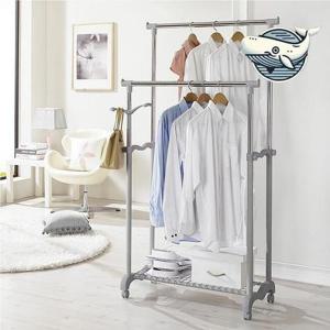 [라일리] Rly 이동식 옷걸이 이중 바지걸이 수납 선반 장식