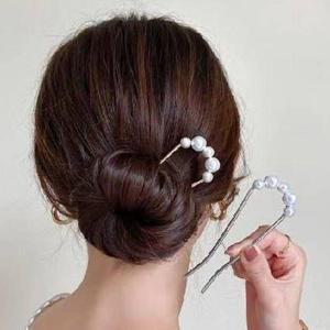 패션소품 진주비녀 U자 비녀 머리 장식 꽂이 뒤꽂이 올림머리핀