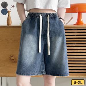 가비진 여성용 쫀쫀 밴딩 데님 5부 워싱 버뮤다 팬츠 바지 청반바지 5부바지