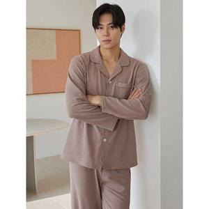 [바풀]CA4M29515 남성잠옷 기모 스판 파자마 투피스 잠옷 상하 세트 브라운