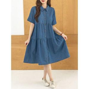 [디얼마미]맥칼 데님 셔링 원피스 /마담 미시 중년 여성 빅사이즈 40대 50대