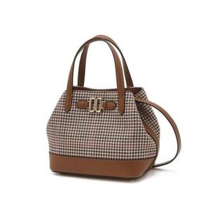 갤러리아_DCBA5F661 닥스 브라운 체크 가죽 토트백