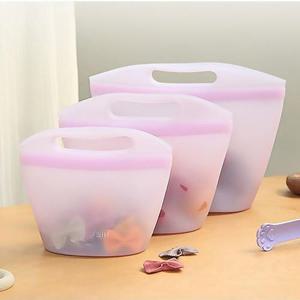 [3종세트] 카밀리아 손잡이 실리콘 지퍼백 냉동보관 전자레인지