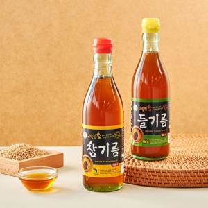 [더싱싱] 전통압착 고소한 참기름 350ml 2병 + 들기름 350ml 2병