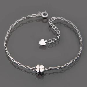 클로버 92.5 실버 뱀줄 체인 은 팔찌  SH152