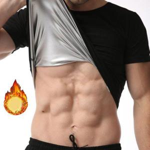 남성 블랙 내부 실버코팅 스판핏 반팔 사우나 티셔츠 (W9B0E49)