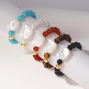 [모아르] 14K 천연석 자개 고양이 반지 5종 택1 행운 선물