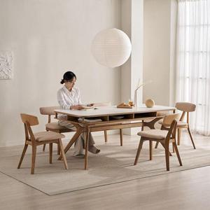 [삼익가구]코비오 포세린 세라믹 6인용 수납형 원목 1800 식탁세트(벤치1+의자3)