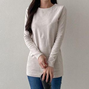 [시크빈]피치기모 라운드 롱티셔츠 여성캐주얼 겨울데일리 레이어드긴팔