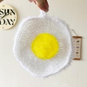 귀여운 아크릴수세미 계란후라이 설거지 손뜨개 수세미 주방 뜨개질 설겆이