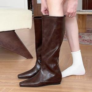 [블루밍룸] 슬런 레더 레그워머 롱 부츠