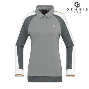 [데니스골프][DENNIS] 여성)소매 니트배색 티셔츠_NALWLTS058