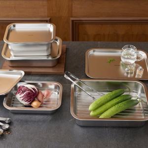 네오플램 스텐 304 사각 트레이 11P (밧드+스텐망+뚜껑)