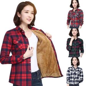 [HYFJK852_56]기모셔츠 보온 융털 겨울 여자 체크 남방