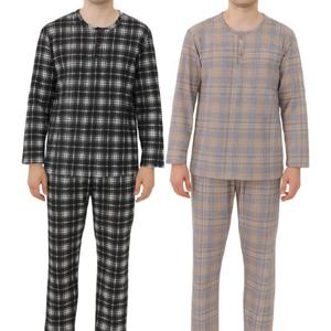 남성 기모 체크 파자마 세트 부드러운 촉감의 포근한 수면잠옷 빅사이즈