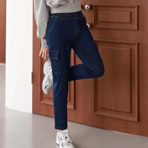 [까르죠아]까르죠아 건빵 카고 청바지 빅사이즈 데님 조거 팬츠 여성 여자 봄 가을 스판