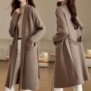 [몽벨리즈]클래식숄카라니트벨트코트 mde2302457