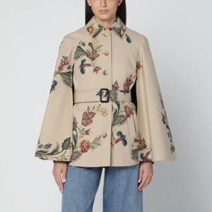 에트로 ETRO Beige trench cape with floral print WRBD002499SA5M9/XL_ETRO-X0804