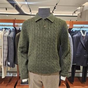 케이블 멜란지 조직감 버튼 카라니트 4종 택1