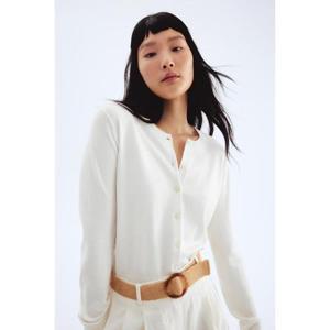 H&M 파인 니트 가디건 크림색 0579541072