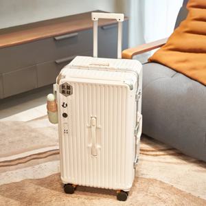 대용량 여행 수하물 알루미늄 프레임 여행 가방, 풀 로드 케이스, 컵 홀더 포함, 여행 케이스 콤비네이션 박스, 24 인치, 28/32 인치