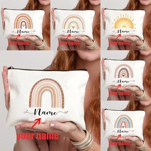 레인보우 교사 맞춤 이름 메이크업 가방 교사를위한 맞춤형 졸업 선물 연필 케이스 학교 선물 여성 지갑으로 돌아 가기