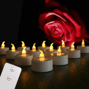 배터리 작동 LED 티라이트 12/24팩 무불꽃 촛불 웨딩 휴일 파티 홈 데코용 사실적인 깜박임