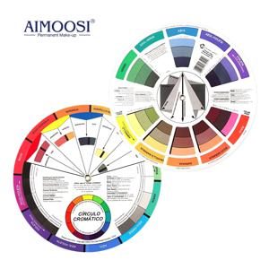 스페인어/영어 반음계 원형 12색 종이 카드 휠 3단 디자인 회전식 미니 반음계 원형 반영구 화장용