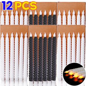 LED Flameless 테이퍼 양초 조명 창 장식 크리스마스 양초 램프 전기 긴 양초 3D 심지 Flameless 촛대