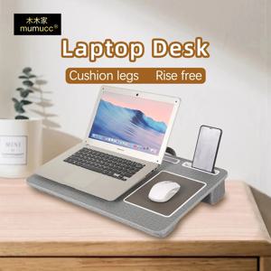 MUMUCC 노트북 테이블 침대 책상(태블릿 스탠드 포함), 전화 슬롯, 내장 마우스 패드, 소프트 쿠션 베이스, 휴대용 노트북 트레이 홀더