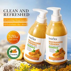 강황 스크럽 샤워젤 520ml 나이아신아마이드 클렌징 브라이트닝 겨드랑이 다리 바디 클렌저 브라이트닝 바디 부드러운 피부