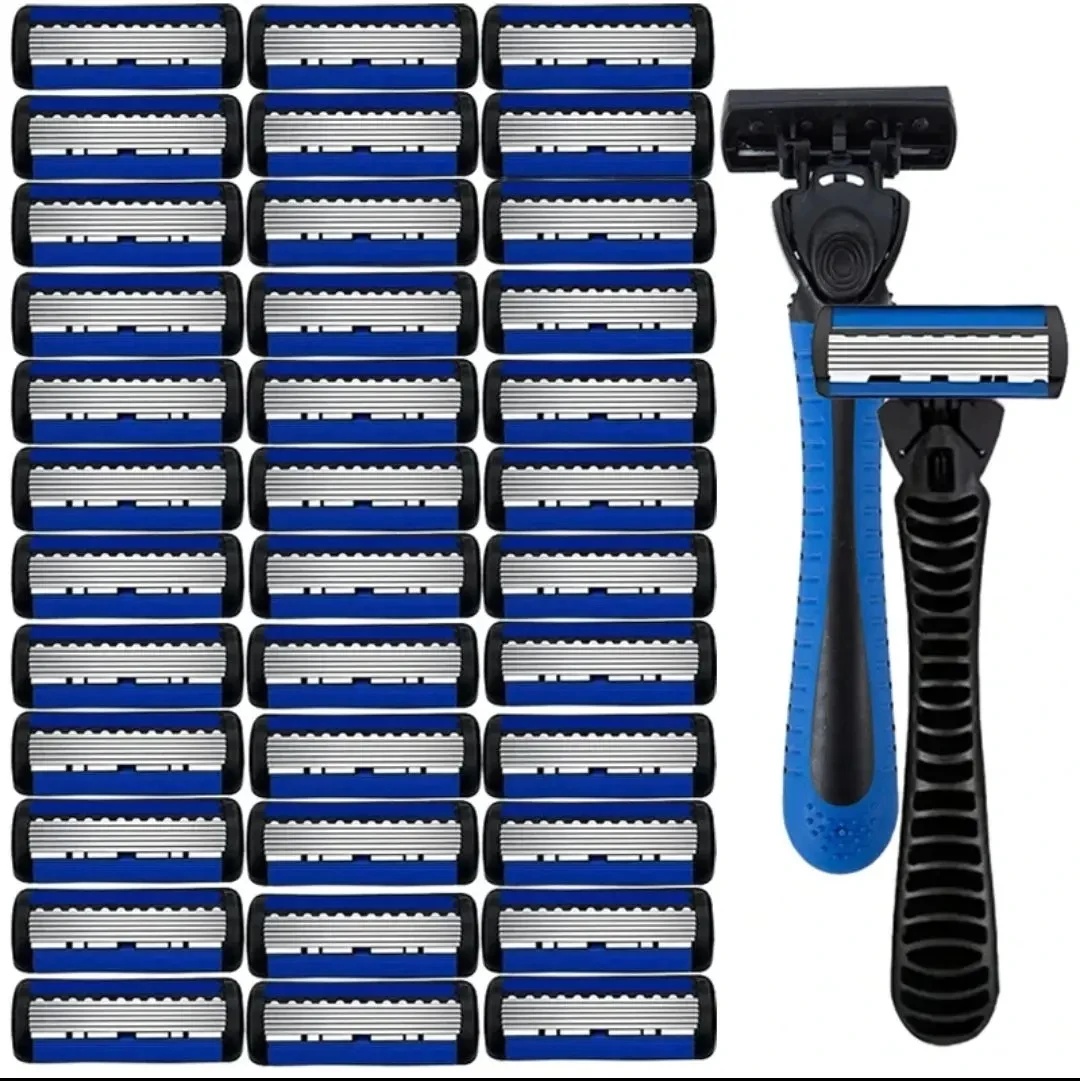 6겹 면도날, 남성용 스테인리스 스틸 면도날, 클래식 물세척 면도기, 깔끔한 면도를 위한 날카로운 면도날