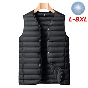 겨울 신상 남성용 따뜻한 두꺼운 다운 베스트 남성 방풍 방수 초경량 푸퍼 베스트 고품질 캐주얼 브랜드 조끼 남성 8XL