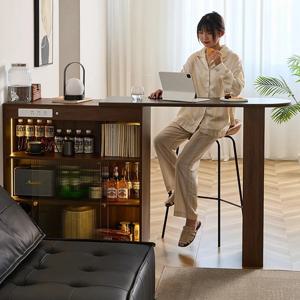 복고풍 단단한 나무 바 테이블, 주방 가구, 유리 보관 캐비닛, 북유럽 디자이너, 가정용 높은 테이블, 텔레스코픽 테이블