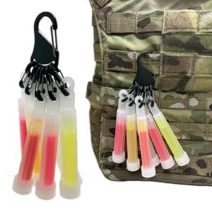 전술용 알루미늄 합금 화학등 홀더 카라비너 클립 (6개의 S자형 카라비너 포함) 야외 캠핑용 야광 스틱 키 보관 버클