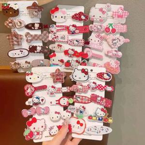 10개 여름 여자아이 패션 만화 헬로키티 머리핀 귀여운 KT 여자아이 앞머리 헤어 액세서리 아기 어린이 휴일 선물