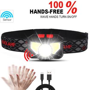 6 가지 모드 모션 센서 XPE + COB LED 전조등 손전등 USB 충전식 방수 캠핑 헤드 램프 러닝 낚시 헤드 라이트