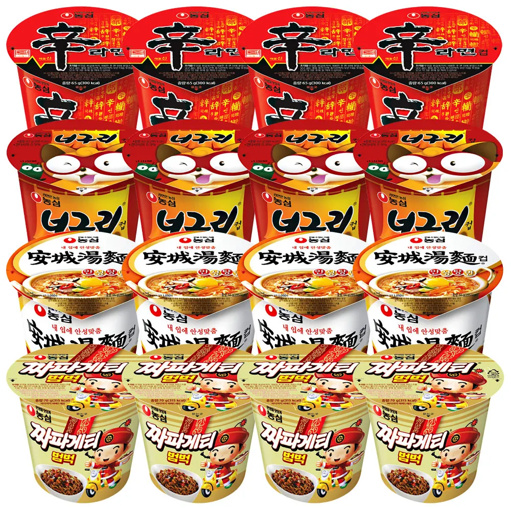 컵라면 소컵 세트(농심신라면4개+너구리얼큰한맛4개+안성탕면4개+짜파게티범벅4개)