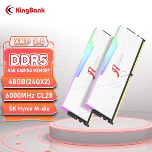 KingBank 2025 새로운 RGB DDR5 Ram 48GB(2x24GB) 6000MHz CL28 Hynix M 다이 XMP AMD EXPO용 데스크탑 메모리 모듈 Ram