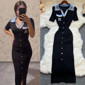 YuooMuoo 브랜드 패션 여름 니트 드레스 여성 2025 새로운 Y2K 자수 긴 Bodycon 스웨터 드레스 streetwear 레이디 vestidos