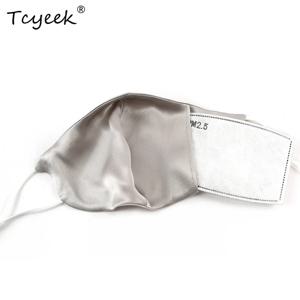 Tcyeek 100% 멀 베리 실크 마스크 19 Mm 삽입 유형 필터 포함 국경 간 귀고리 유형 세척 가능한 먼지 마스크 A34439M