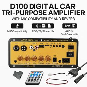 자동차 또는 가정용 Bluetooth/MIC 입력/에코/TF/USB/라디오 100W AC/DC가 포함된 D100 디지털 오디오 증폭기 보드
