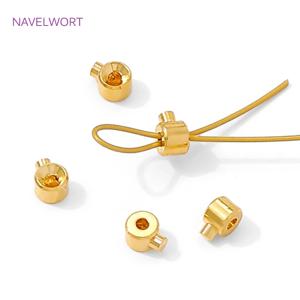 18K 골드 도금 라운드 크림프 엔드 비드, 보석 만들기 용품 용 황동 크림프 비즈, 보석 용 램프, DIY 팔찌 액세서리