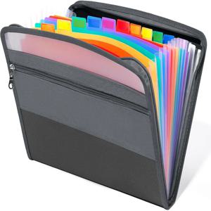 확장 가능한 파일 폴더, 지퍼가 달린 13개의 포켓 파일 정리함, A4 레터 사이즈 문서 폴더, 사무실용 다색 라벨 24개