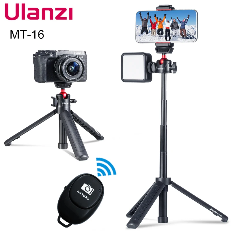 VIJIM Ulanzi MT-16 접이식 삼각대 전화 콜드 슈 볼 헤드 1/4 ''Selfie 스틱 미니 홀더 브래킷 모바일 카메라 DSLR