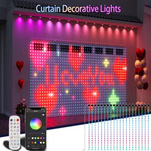USB LED 스마트 커튼 조명 블루투스 앱 스트링 RGB DIY 조명 창문 커튼 침실 장식 스마트 커튼