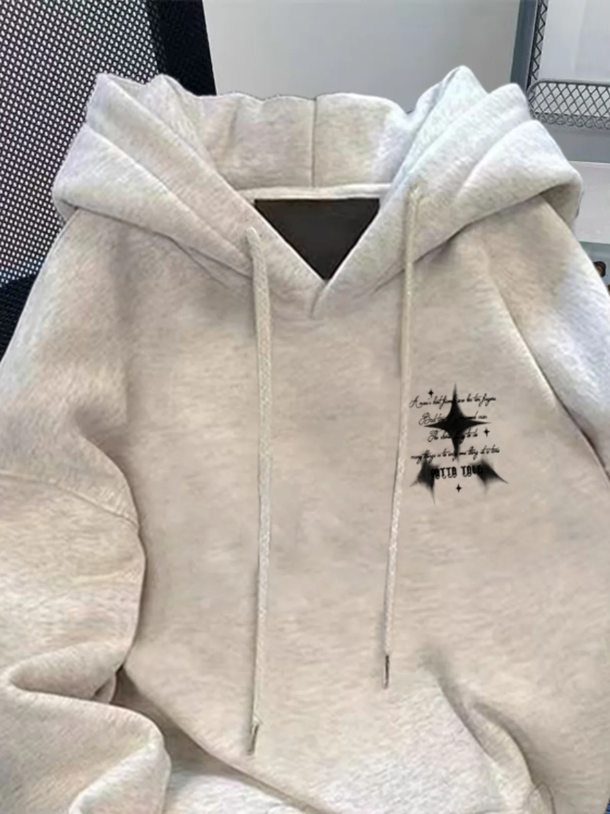 레트로 아메리칸 레터 프린트 후드티 여성용 오버사이즈 루즈 커플 탑 겨울 두꺼운 플리스 긴팔 크루넥 스웨트셔츠