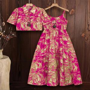 플러스 사이즈 마블 프린트 탱크 드레스 & 탑 세트, 캐주얼 민소매 드레스 & 탑, 사계절 여성 투피스 의상