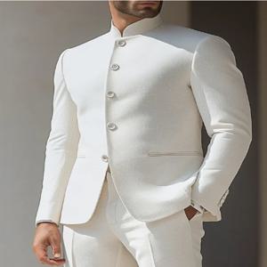 남성 비즈니스 캐주얼 정장 멋진 단색 웨딩 매치 블레이저 패션 중국 스탠드 칼라 슬림핏 드레스 코트